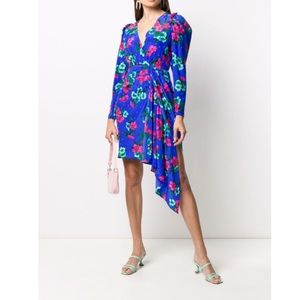 Essential Antwerp Blue Silk Floral Viesbeth Dress